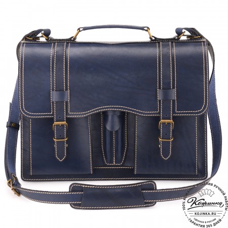 Кожаный портфель "Юрист" (синий)